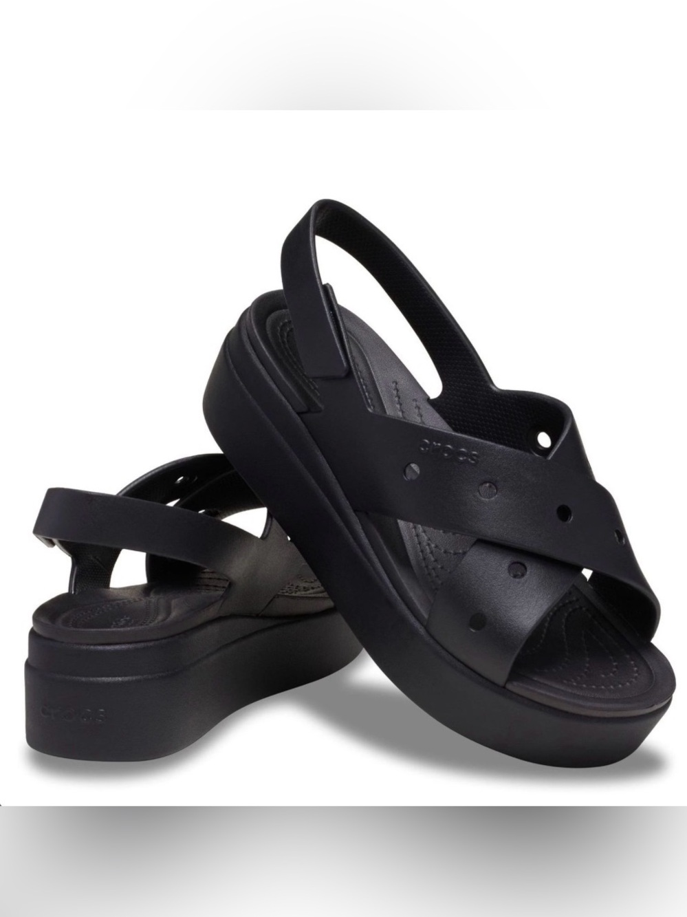 CROCS Women's Black Brooklyn Cross Strap Sandals